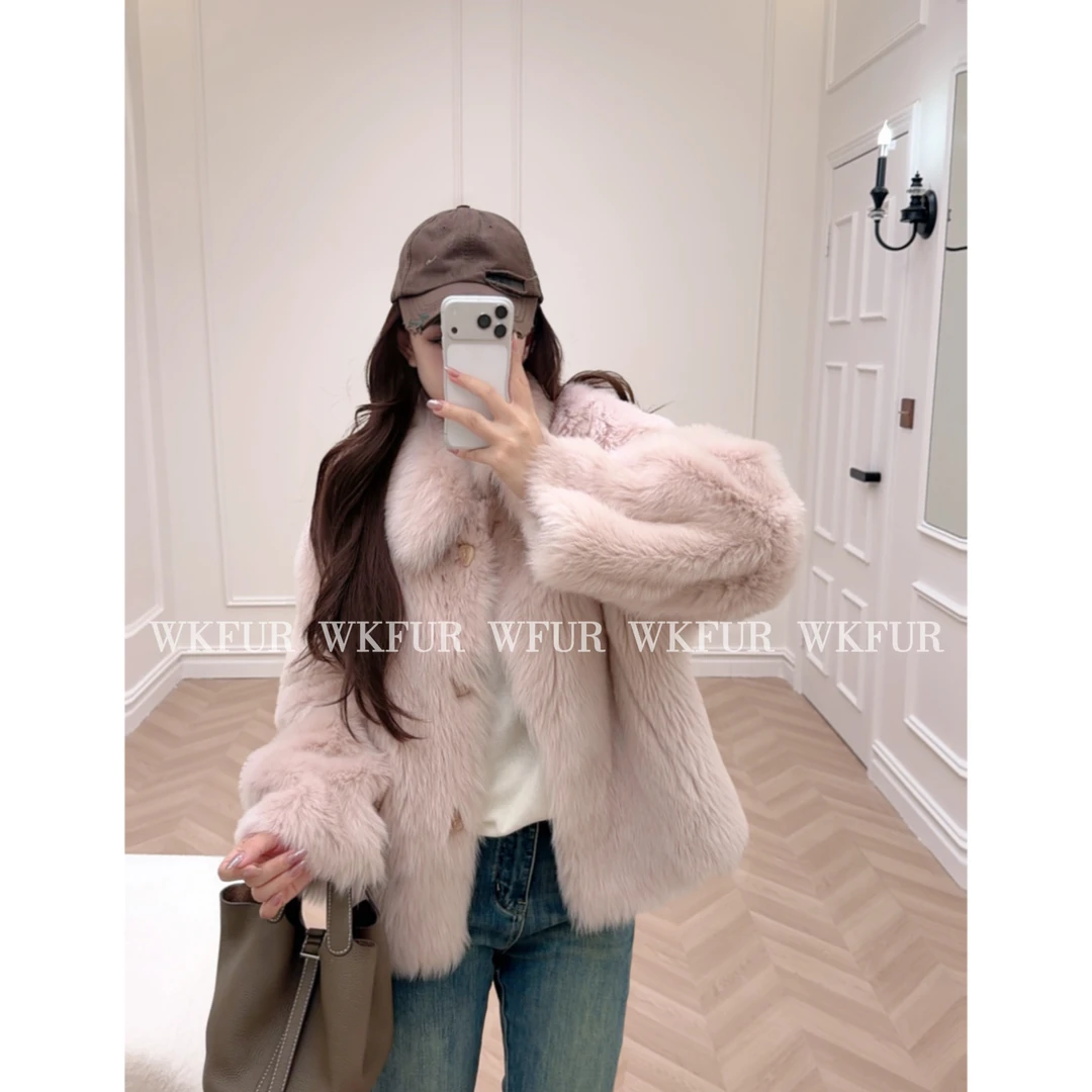 【WK】“伦敦雪季”西班牙进口托斯卡纳直毛皮毛一体皮草外套 K27201