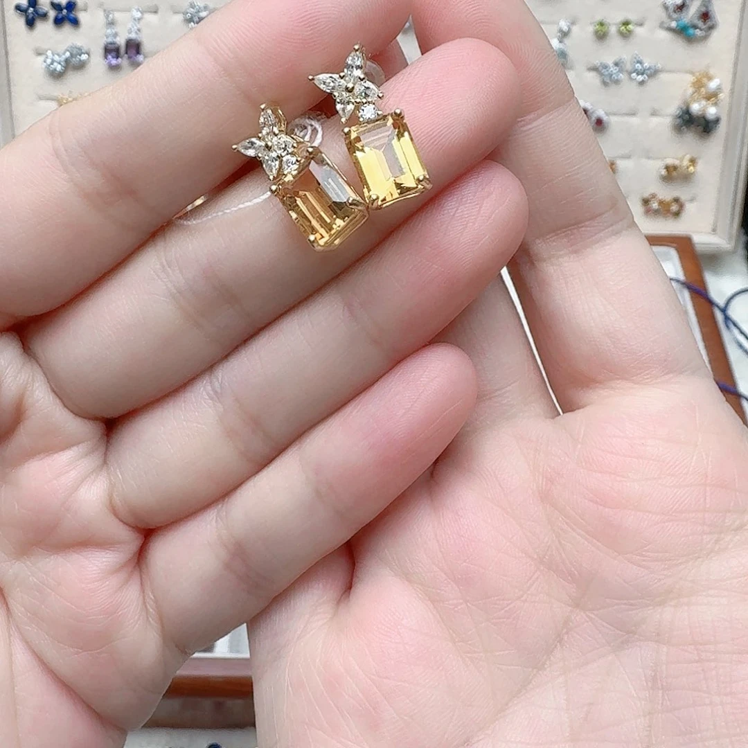 水晶耳饰银S925镶嵌耳钉481
