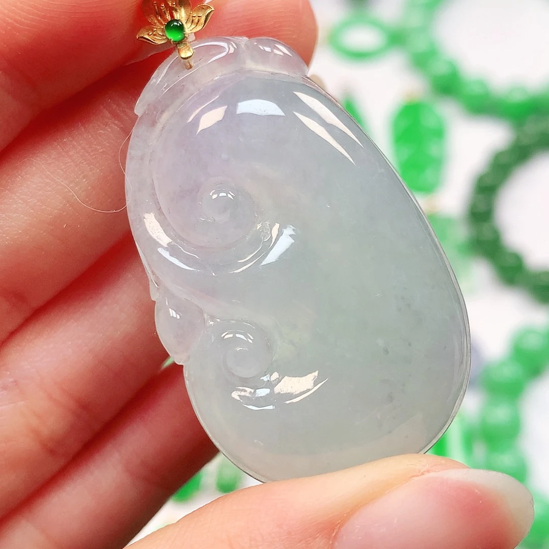 吊坠(不含链)18K金镶嵌翡翠