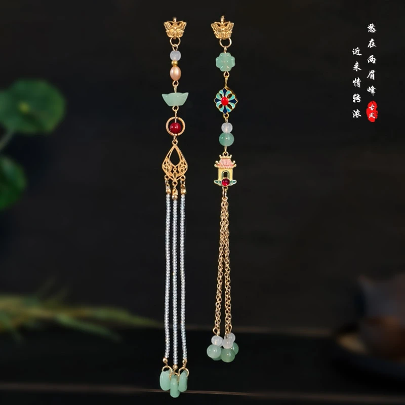 合金树脂胸针 古风青色四叶草中国风旗袍压襟高级感挂件汉服配饰