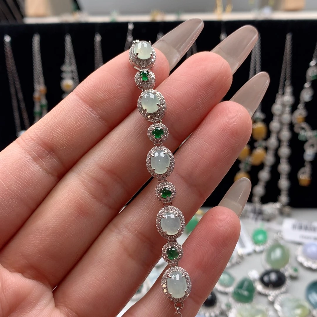 翡翠戒指银S925镶嵌你****字手链