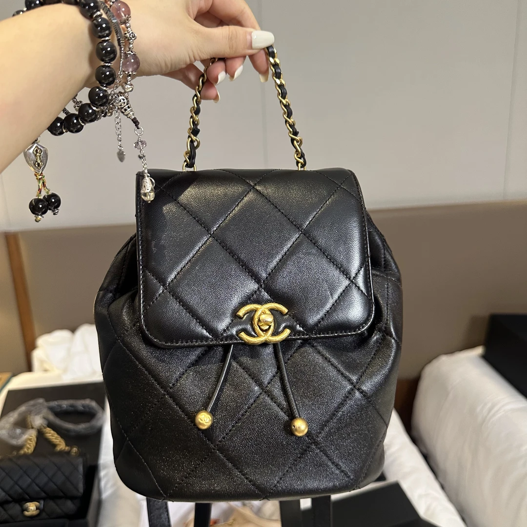 99新 Chanel/香奈儿  Chanel 24s双肩包黑金/JM0027