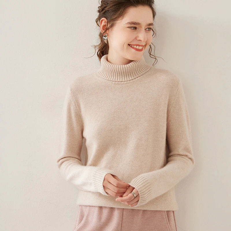女【加厚高翻领羊绒衫】816