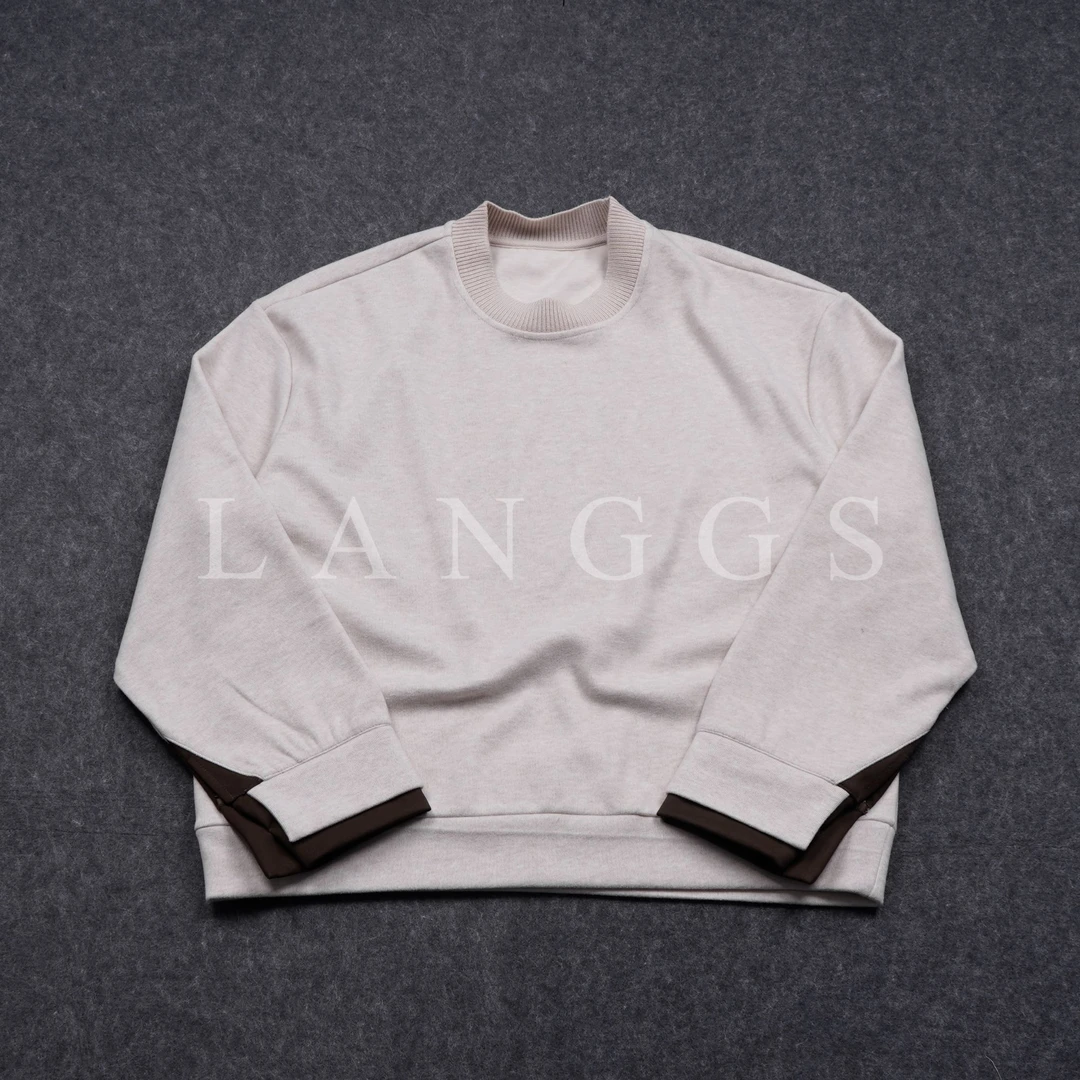 LANGGS&鸣谷 【温柔纯色】半高领羊毛宽松长袖卫衣打底-FW5473