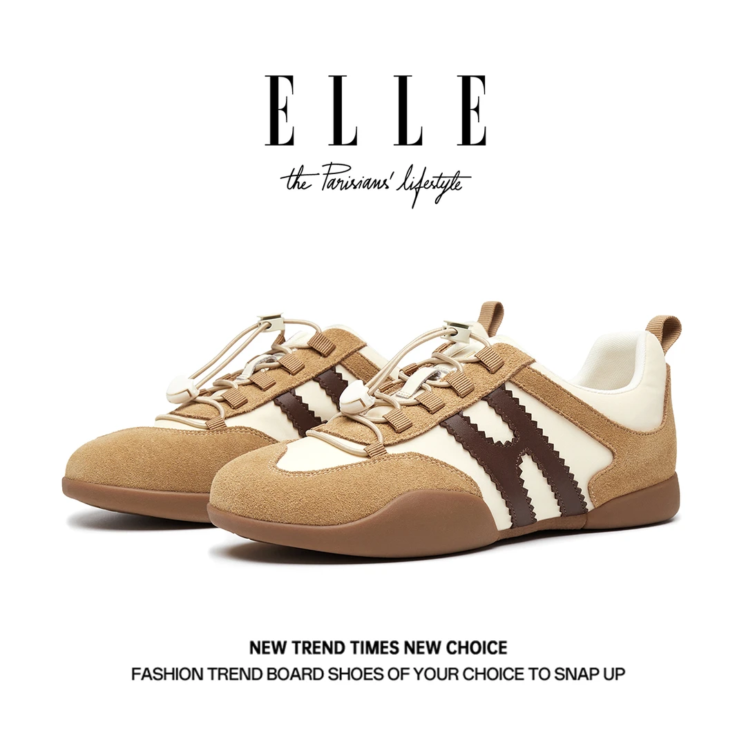 运费补贴ELLE复古抽绳德训鞋女2025新款休闲运动登山徒步鞋不累脚