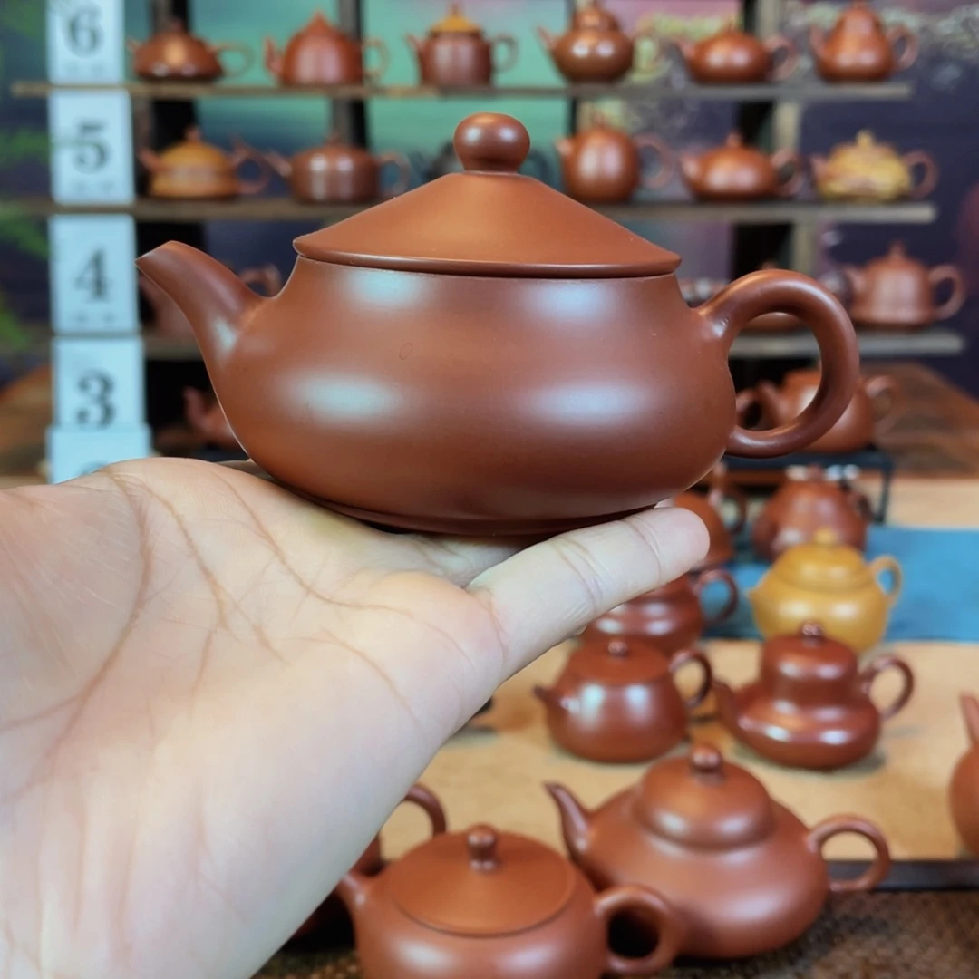 茶壶紫砂M**生潮州手工手拉朱泥孤舟蓑笠翁壶