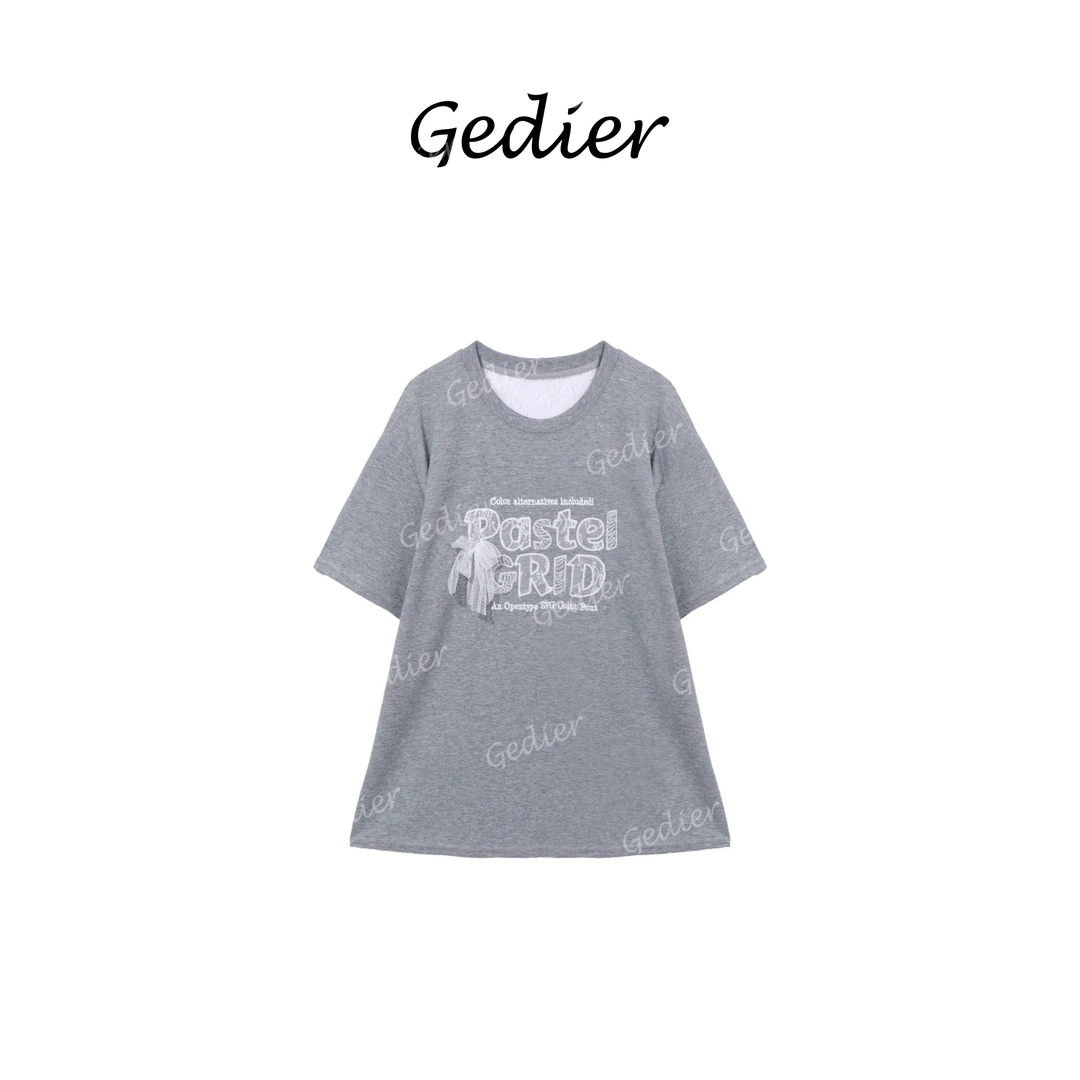 【歌蒂尔】蕾丝后背设计感休闲舒适短袖T恤 TG520968Y