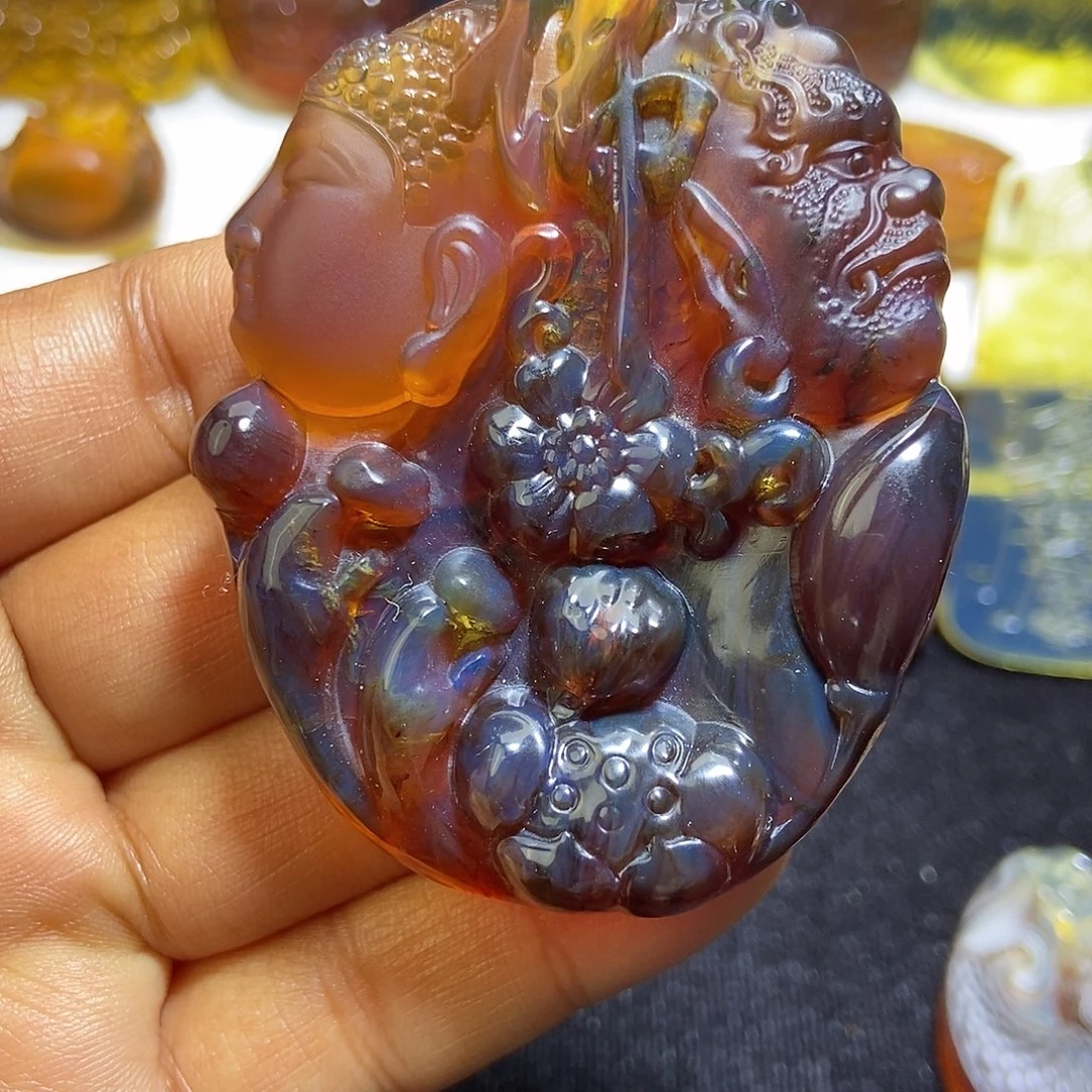 琥珀未镶嵌颈饰缅甸天然琥珀吊坠