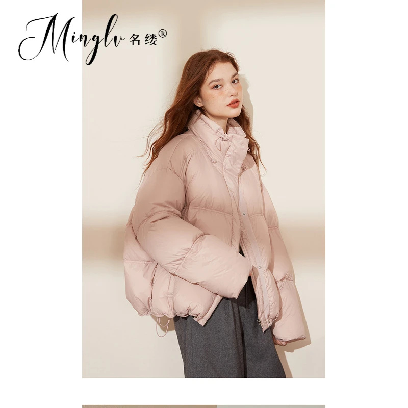 名缕女装少女感粉色羽绒服高级感2025冬季新款减龄短款设计感外套