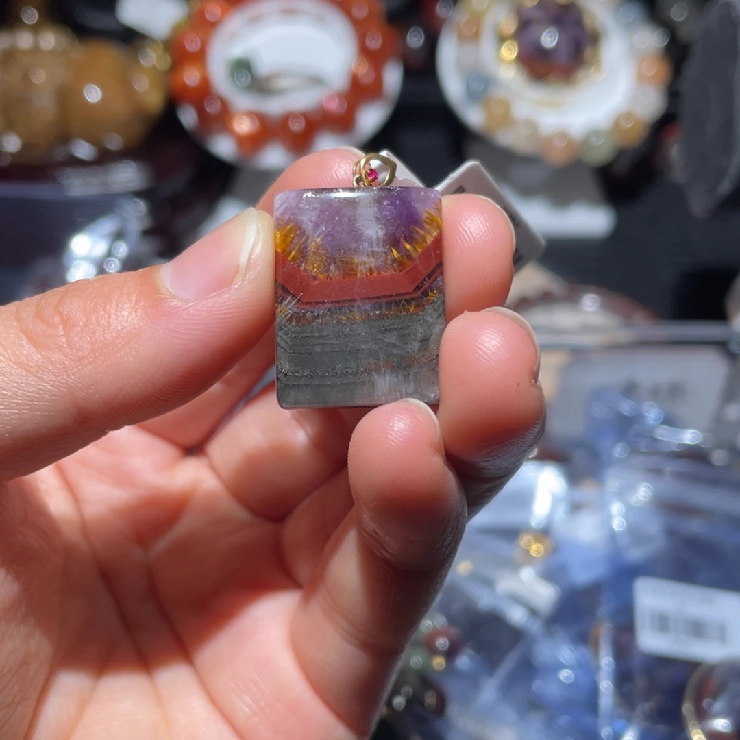 颈饰水晶18K金镶嵌极光23四色吊坠