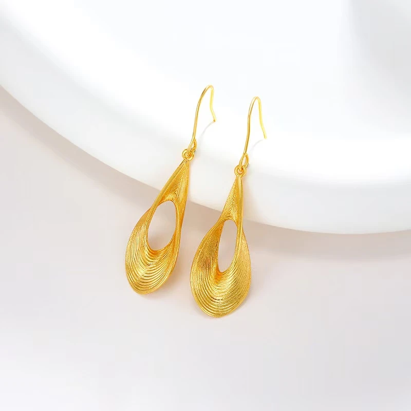 铜合金耳饰 L020金属纹理耳环耳饰 女