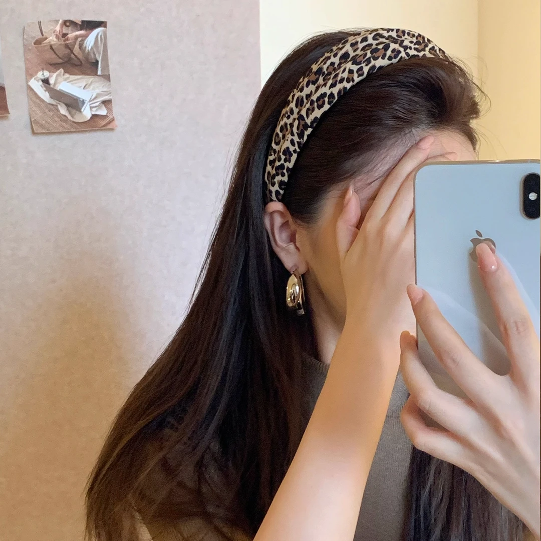 韩系复古豹纹宽边发箍高级感洋气高颅顶头箍洗脸压发发卡外出头饰