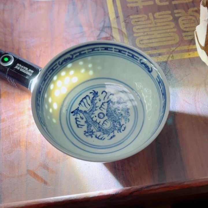 青花玲珑4.5寸小饭碗龙纹以前的