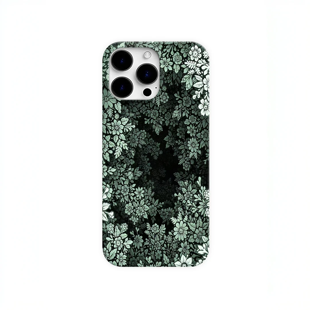 绿色碎花高级感手机壳适用于苹果17pro华为荣耀vivo小米oppo