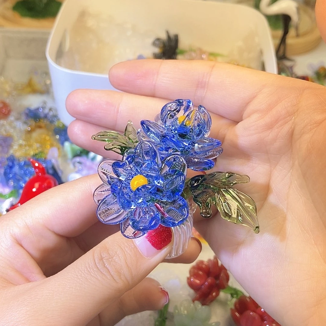 琉璃手工艺品透蓝