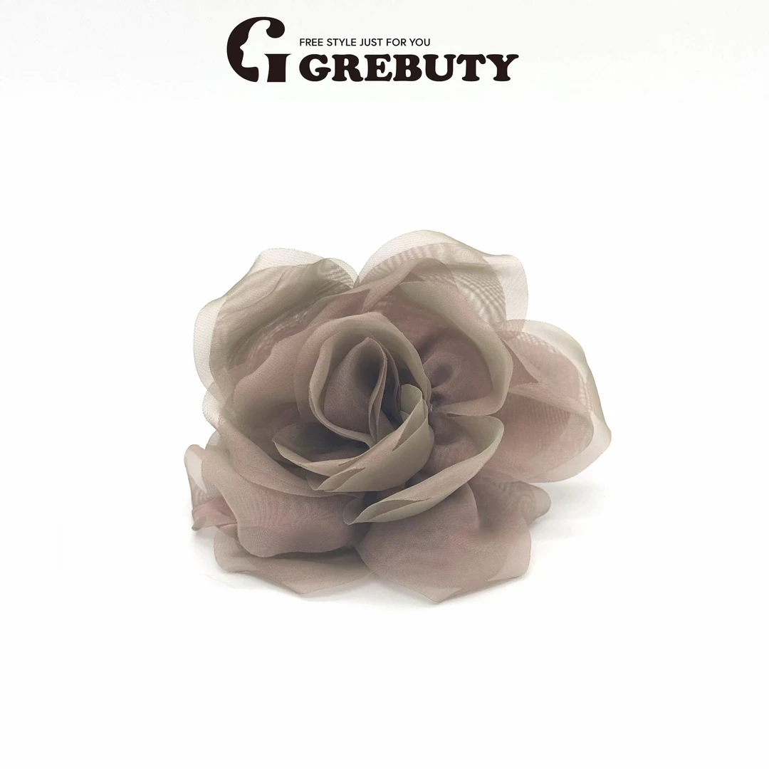 GREBUTY 06285 超仙欧根纱扎染粉绿色花朵玫瑰花大肠发圈