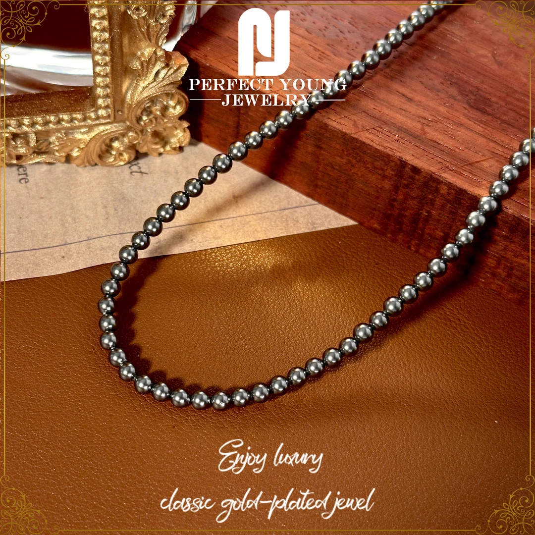 【黑美人】 拉贡色时尚4mm黑珠925银扣项链Z-3387