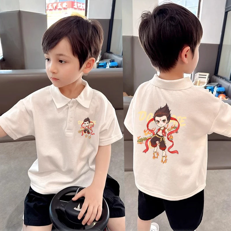 儿童POLO衫领哪吒敖丙2025新款纯棉男童潮酷休闲短袖夏装帅气