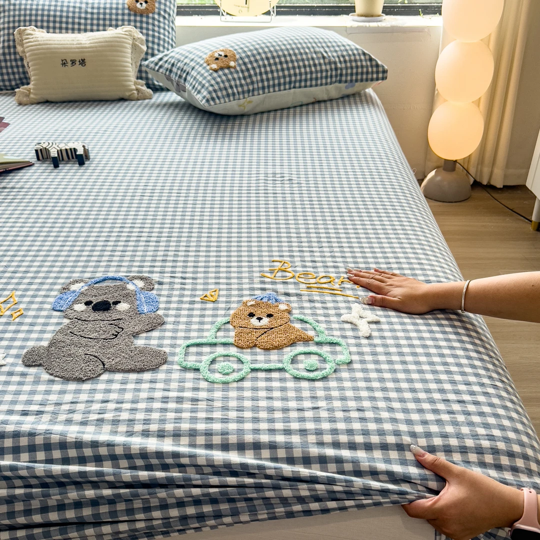 【朵罗塔】卡通风图案水洗棉100%纯棉全棉床笠罩单件2025床垫保护罩