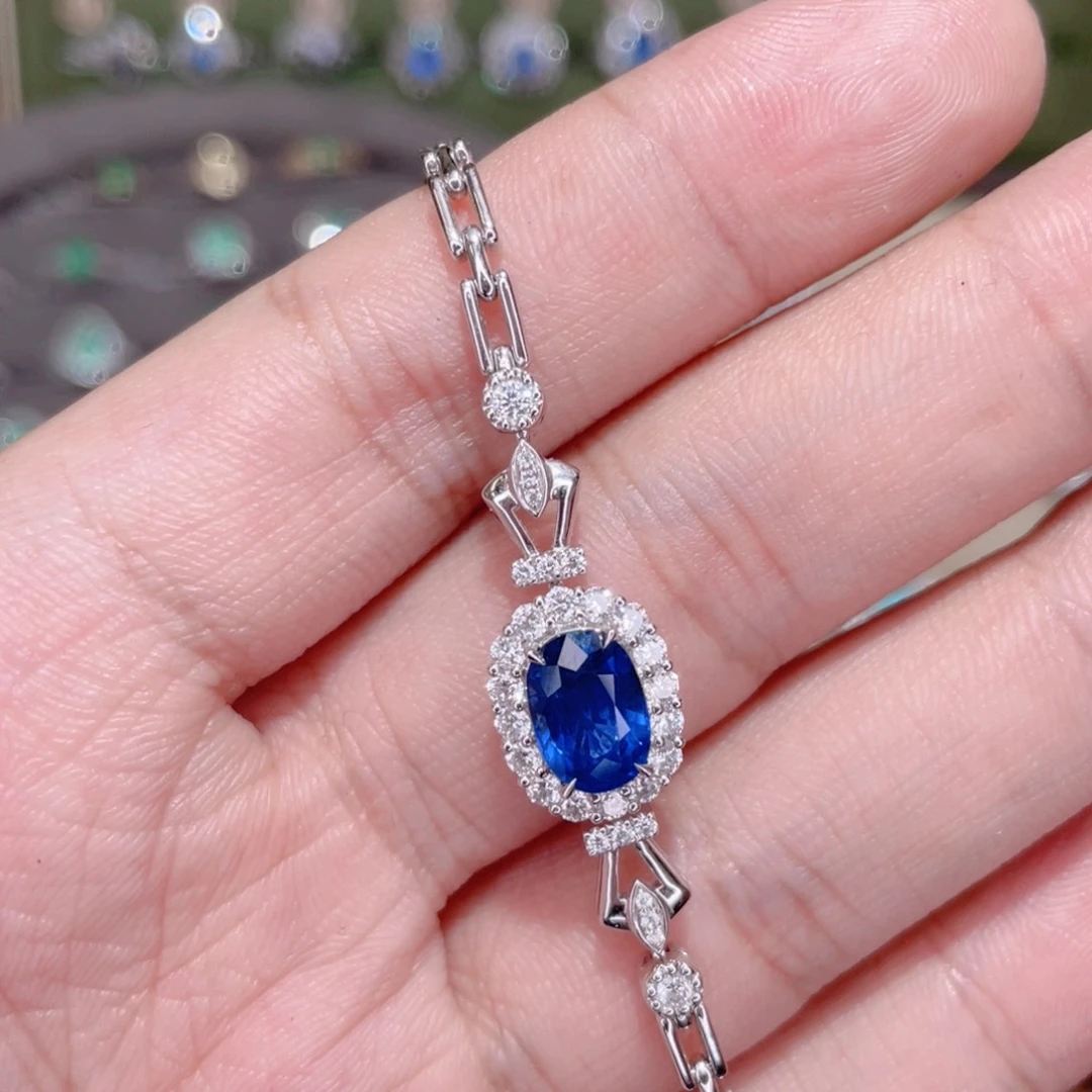 蓝宝石手链18K金镶嵌2.25ct 皇家蓝