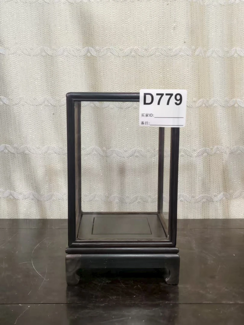 779紫光檀玻璃罩摆件工艺品宝笼展示盒防尘罩12*12*17