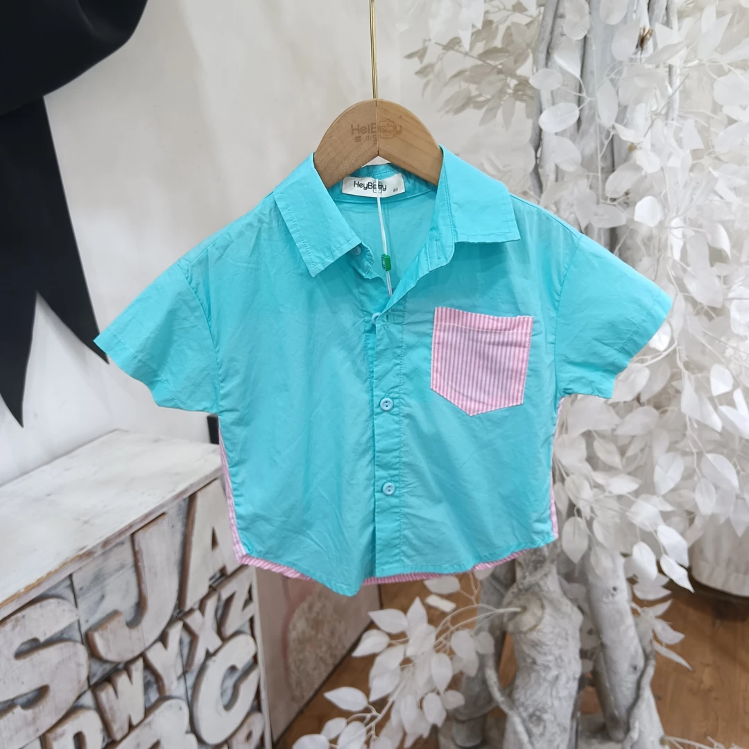 W668蓝色短袖上衣/嘿小宝