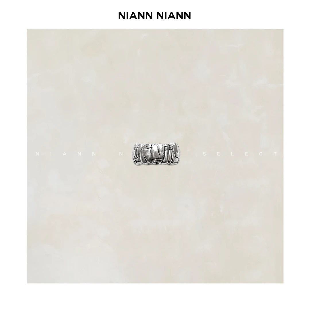 合金戒指  NiannNiann 小众时尚配件复古做旧编织圈戒指13142