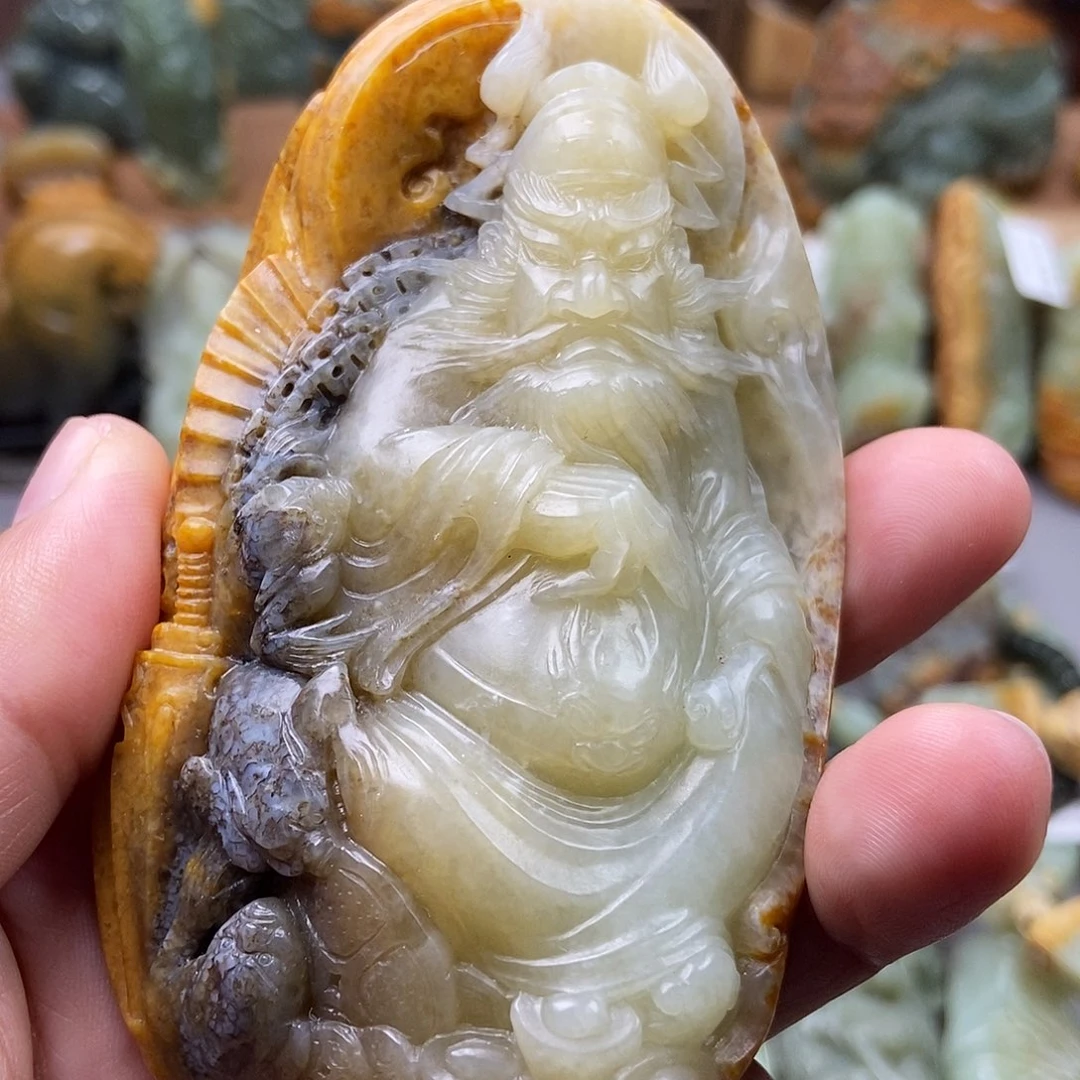 岫岩河磨玉（透闪石质玉）手把未镶嵌黑*