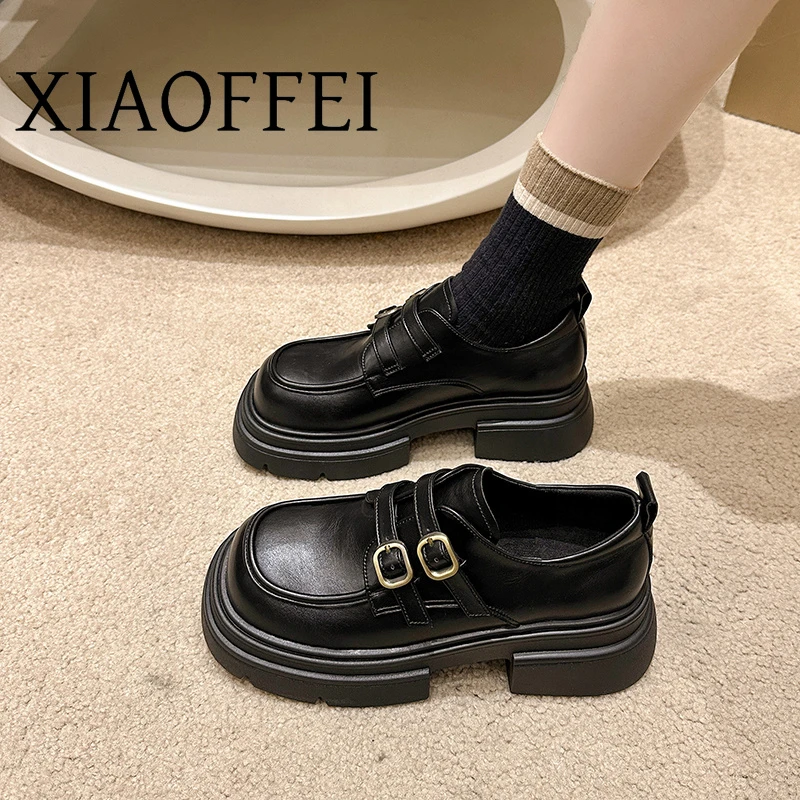 英伦风乐福鞋女厚底增高小皮鞋2025夏季新款玛丽珍搭扣百搭单鞋潮