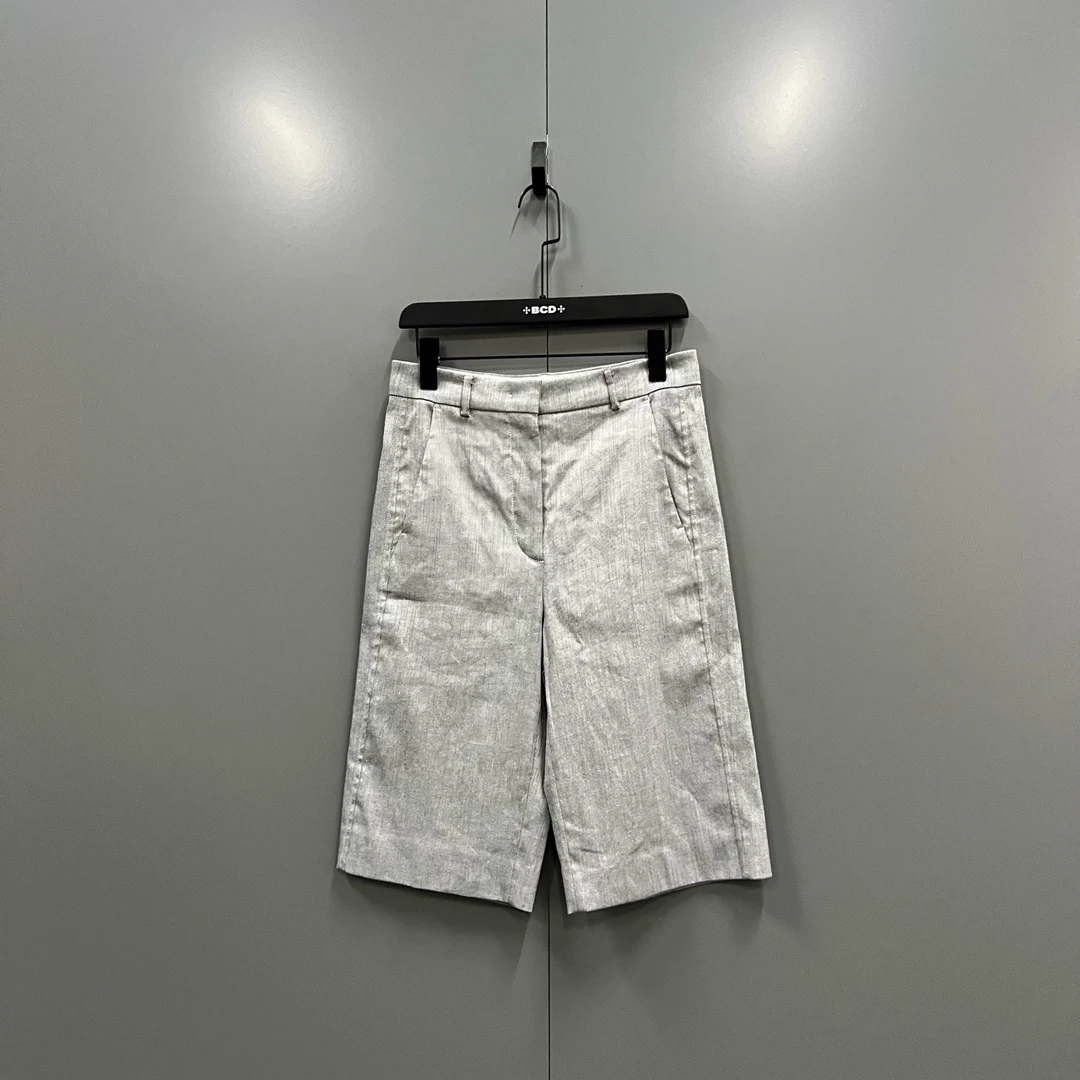 未使用 maje c64 SPORTMAX 灰色棉麻短裤 32码 bc012307