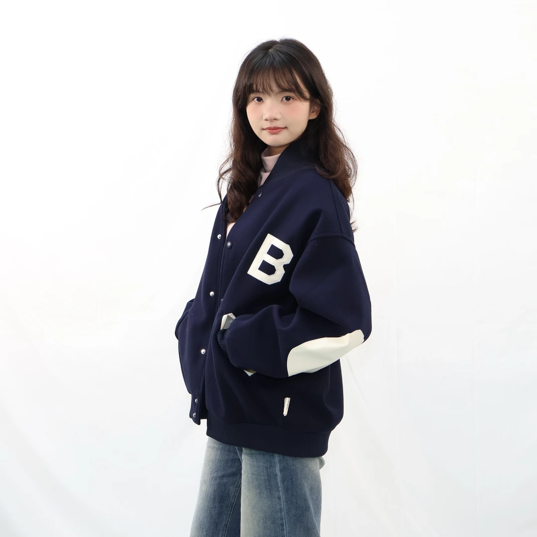 春季BLNK立领复古宽松日潮服男女棒球夹克短款外套字母韩版棒球服