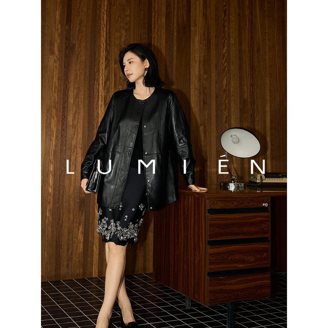 【LUMIEN 新品】”素颜油蜡皮“进口半植鞣油蜡皮衣LX5FWW142