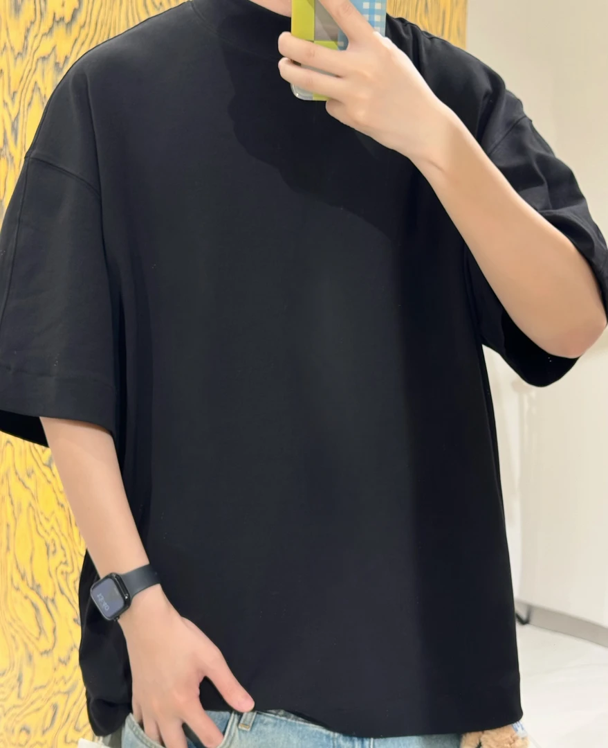 夏季圆领宽松短袖基础纯色短袖时尚男打底43076