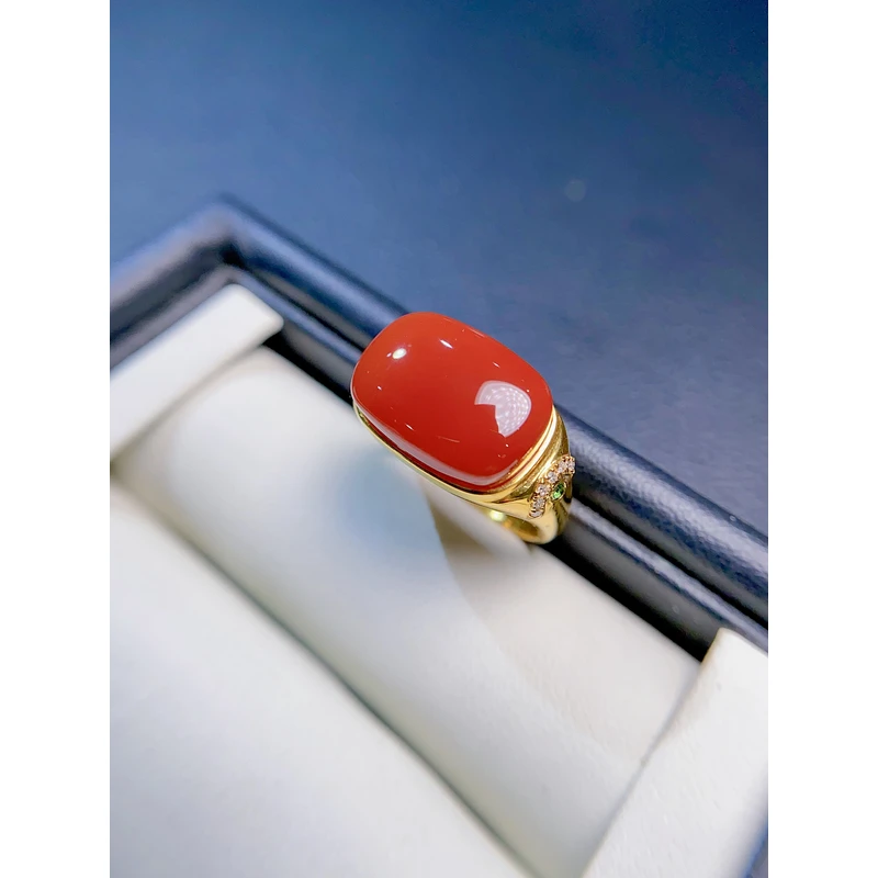 18K金南红戒指Z多样性发货