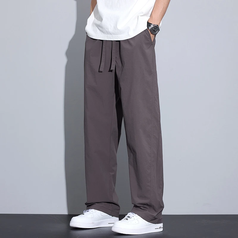 Kuvine2025夏季新款抽绳户外休闲裤男款宽松直筒百搭潮牌大码裤子