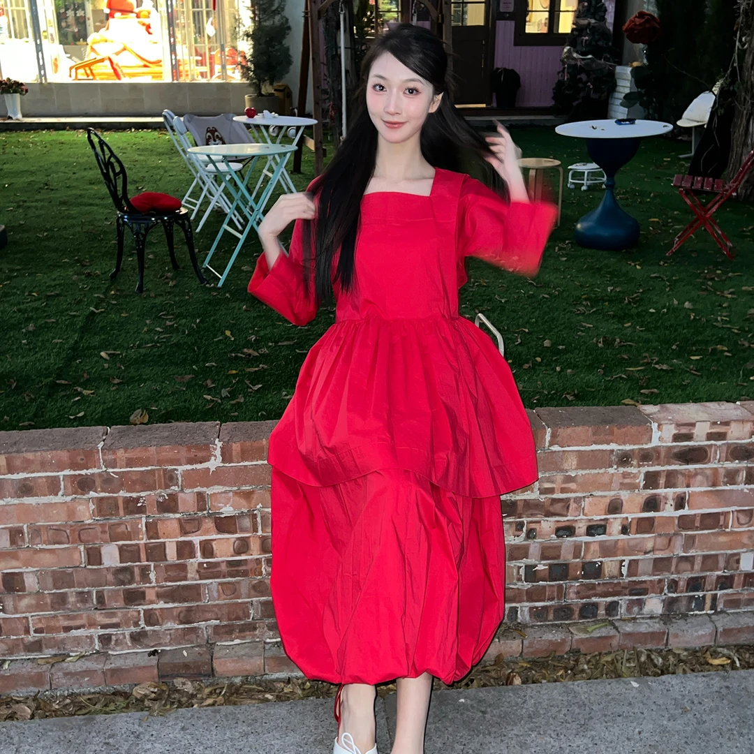 徐梓琳 Wardrobe 原创 叠裥方领柔韵风套装裙Elegant廓形独款整套