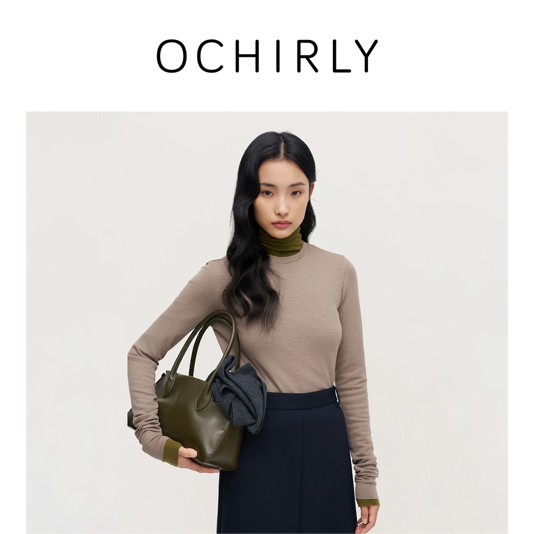 OCHIRLY欧时力100%绵羊毛轻薄毛衣女上衣软糯高级秋冬新品长袖