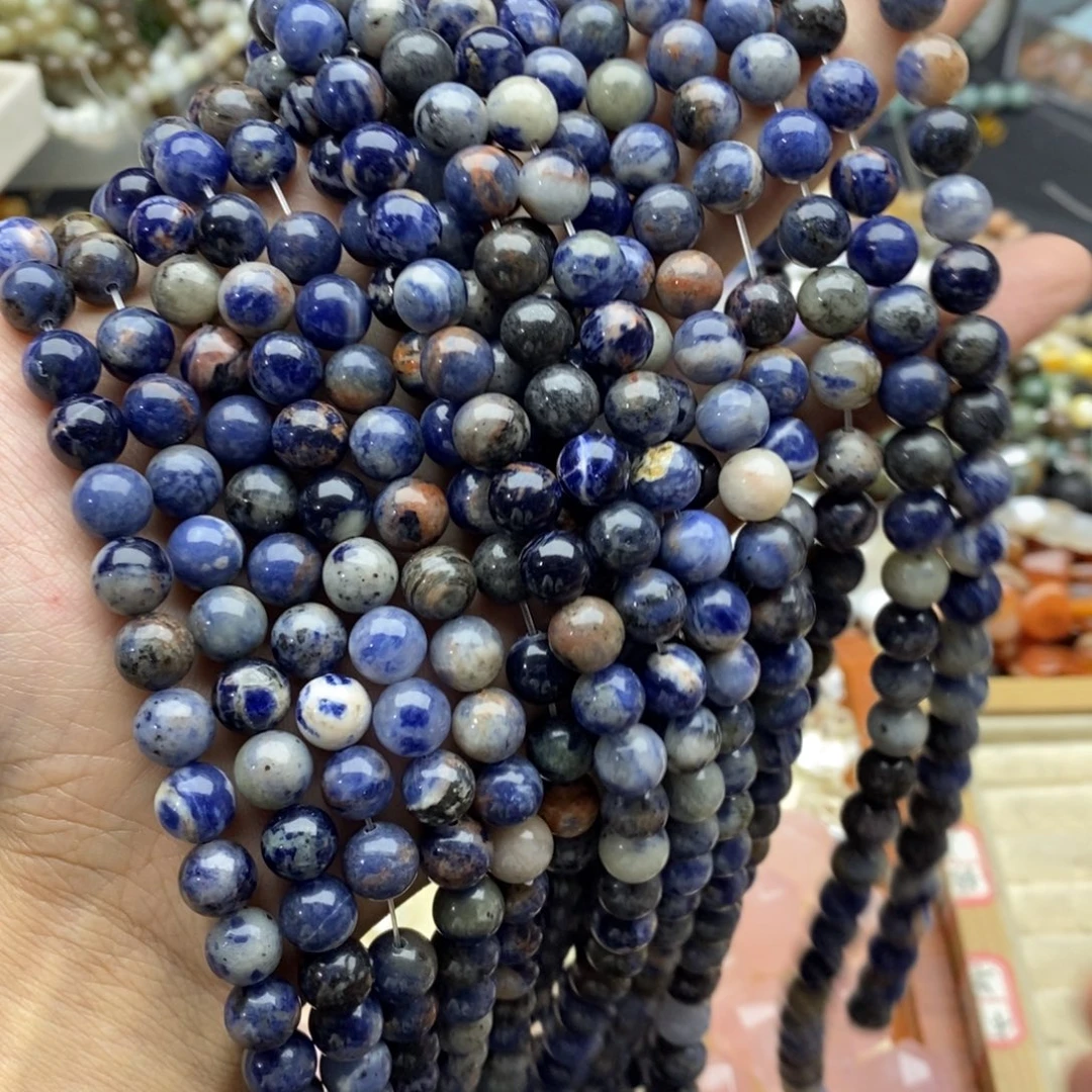 玛瑙/玉髓未镶嵌珠宝半成品一条天然8mm+蓝纹石圆珠