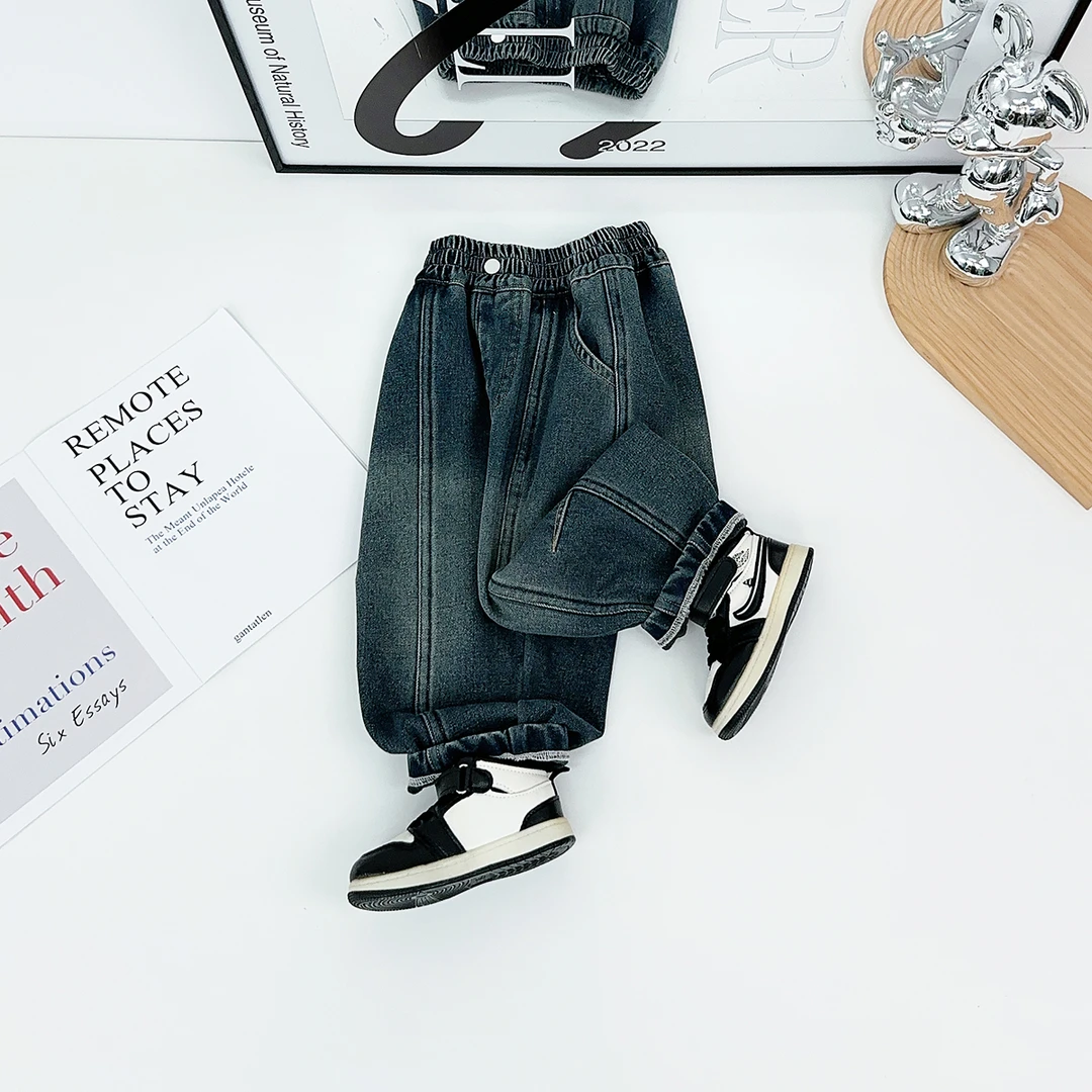 男童牛仔裤加绒裤子儿童2025新款秋冬装潮 BQ251125Z悠悠童话童装