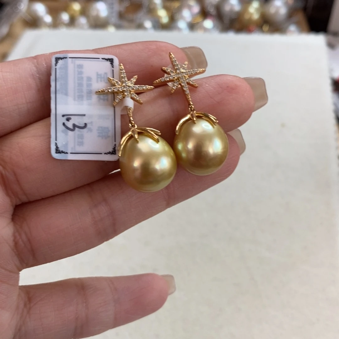银S925镶嵌海水珍珠耳饰