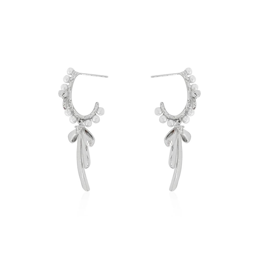 铜合金珐琅耳饰 缎光蝴蝶结耳环-1676