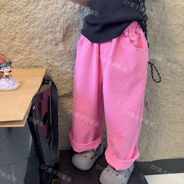 现货MZ.儿童春夏新款休闲直筒刺绣小标韩版百搭裤1472