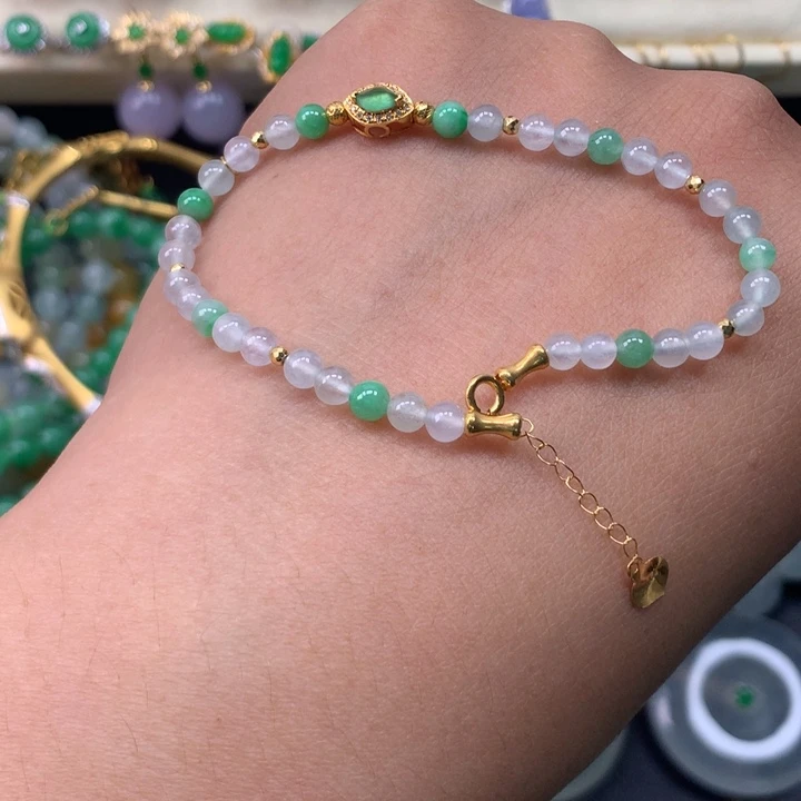 翡翠18K金镶嵌手链