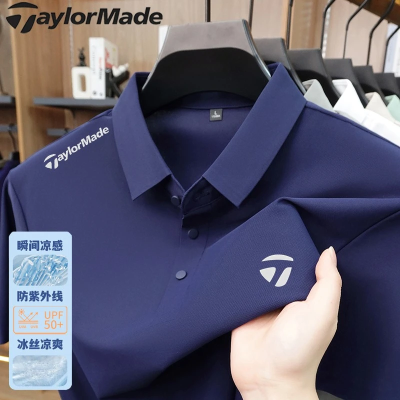 Taylormade泰勒梅高尔夫夏季冰丝速干短袖polo衫运动休闲速干t恤