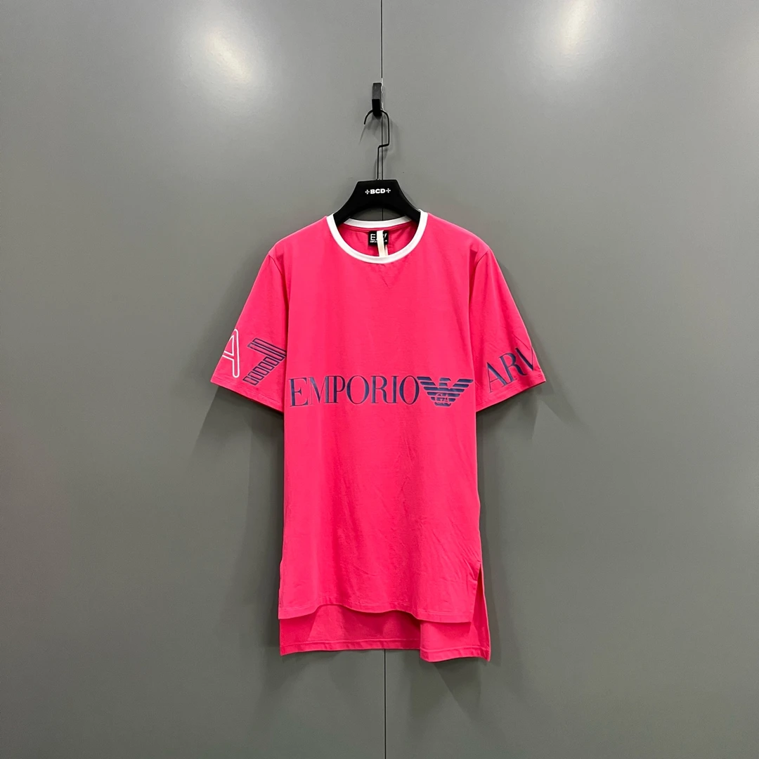 未使用 GIORGIO ARMANI/阿玛尼 z6 粉色logo印花短袖  000683