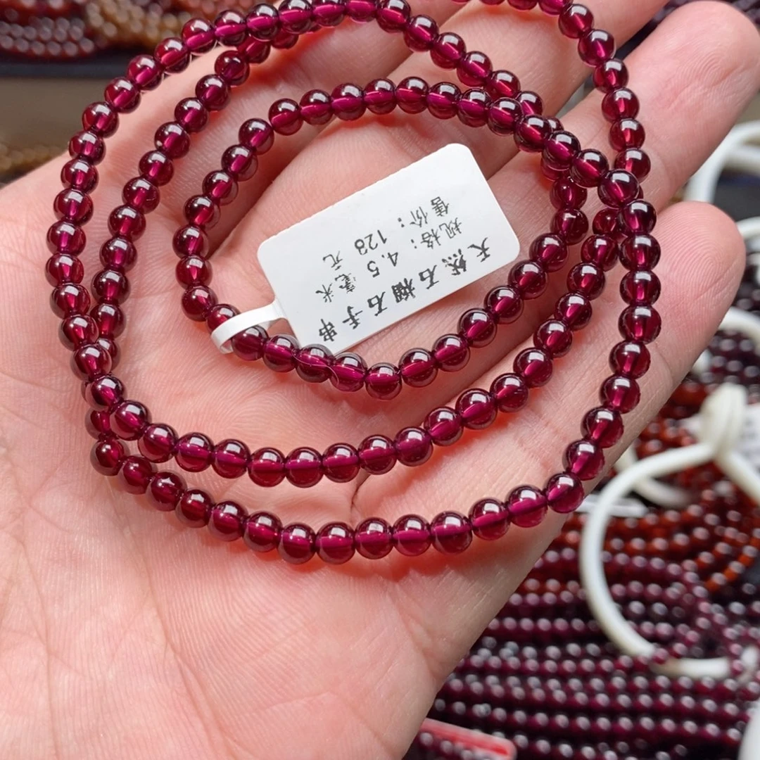 把***来未镶嵌手链石榴石4.5mm天花板酒红色