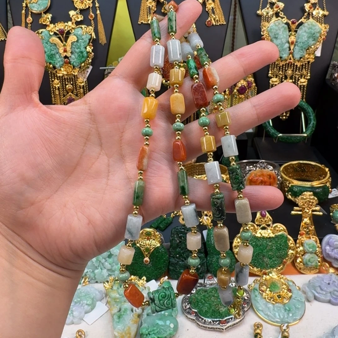 翡翠未镶嵌颈饰毛衣链 亏清
