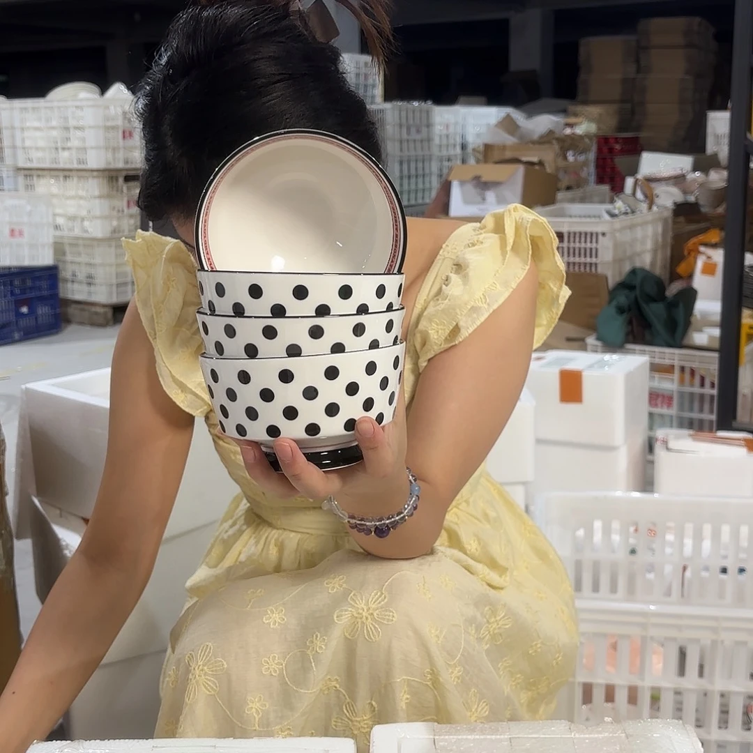 瓷微瑕陶瓷餐具釉下彩5寸碗4个