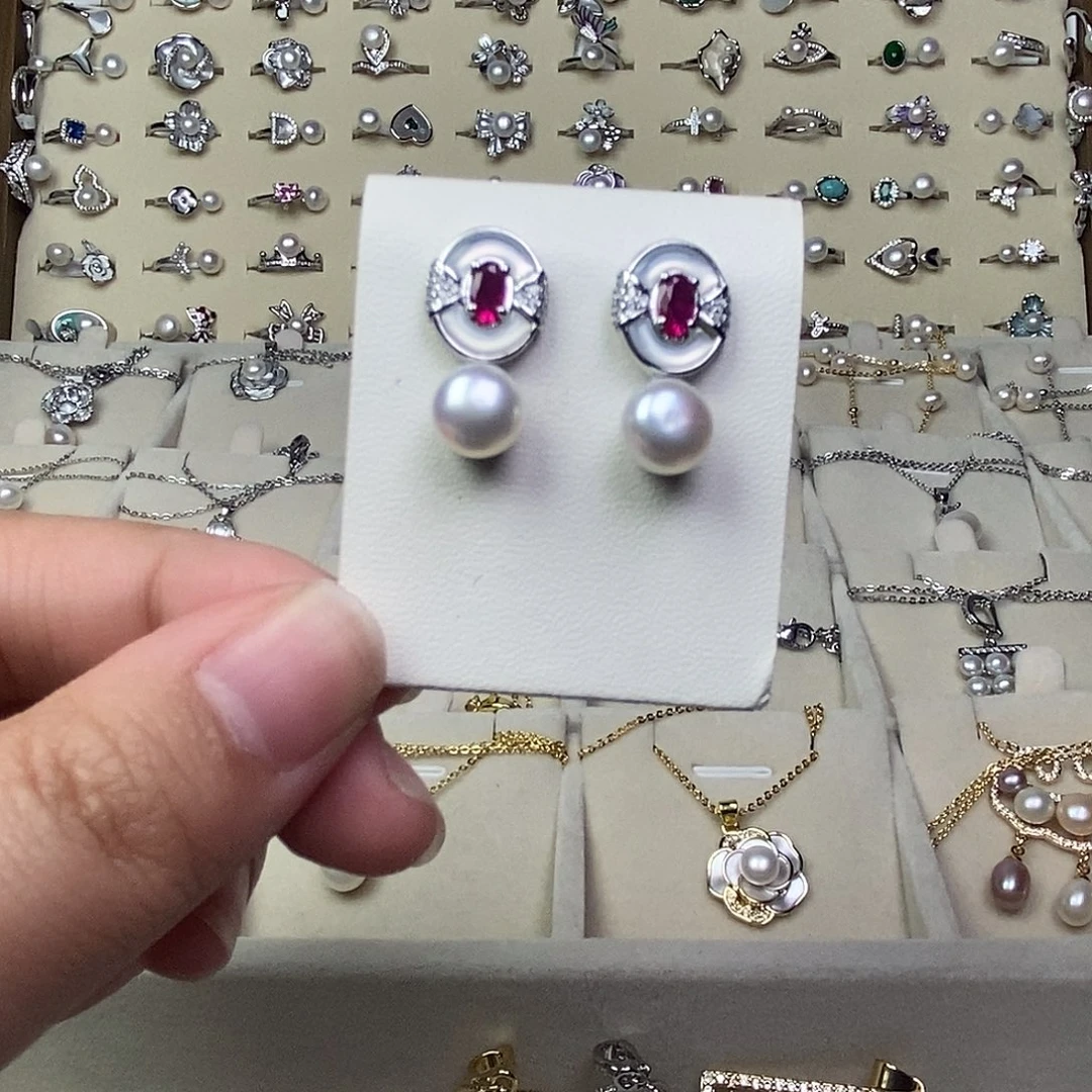 耳饰淡水珍珠银S925镶嵌