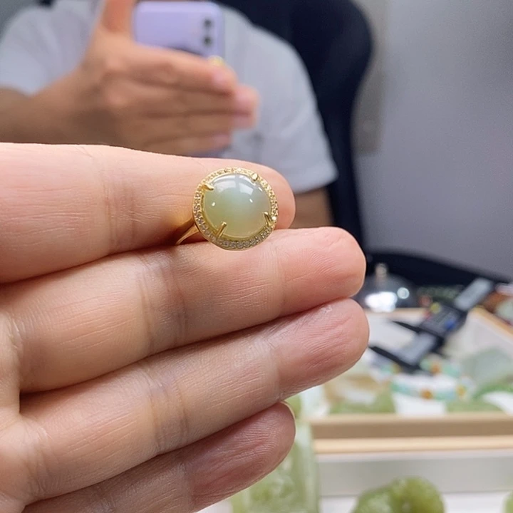 银S925镶嵌戒指和田玉